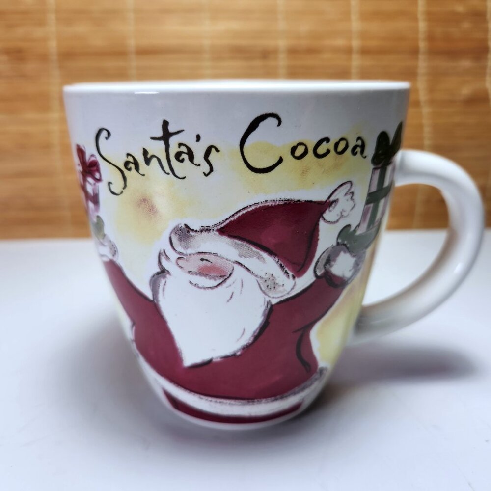 Eddie Bauer Coffee Cup Mug Christmas Large 16 oz Santas Cocoa Ceramic 4.5" Tall